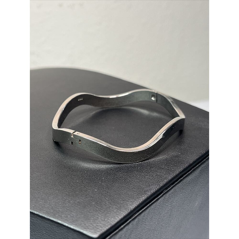 Solid Sterling Silver 925 Smooth Polished Wave Cu… - image 1